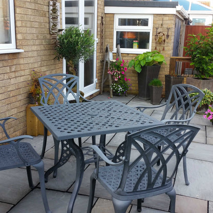 Lucy Table 4 Seater Set - Slate Grey