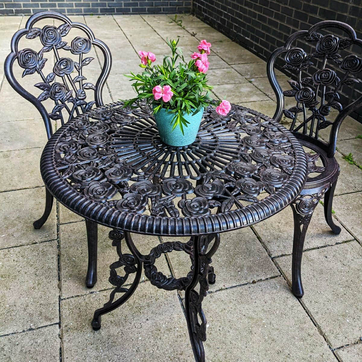 London Rose Bistro Set 2 Seater Set - Antique Bronze