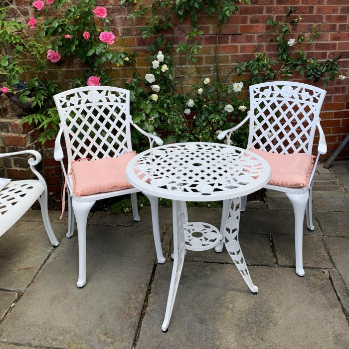 Rose Table Set 2 Seater Set - White