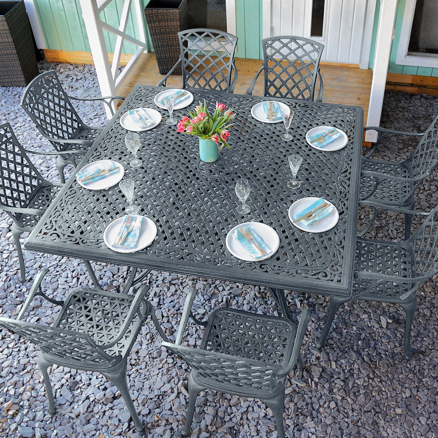 Tanya Table 8 Seater Set - Slate Grey