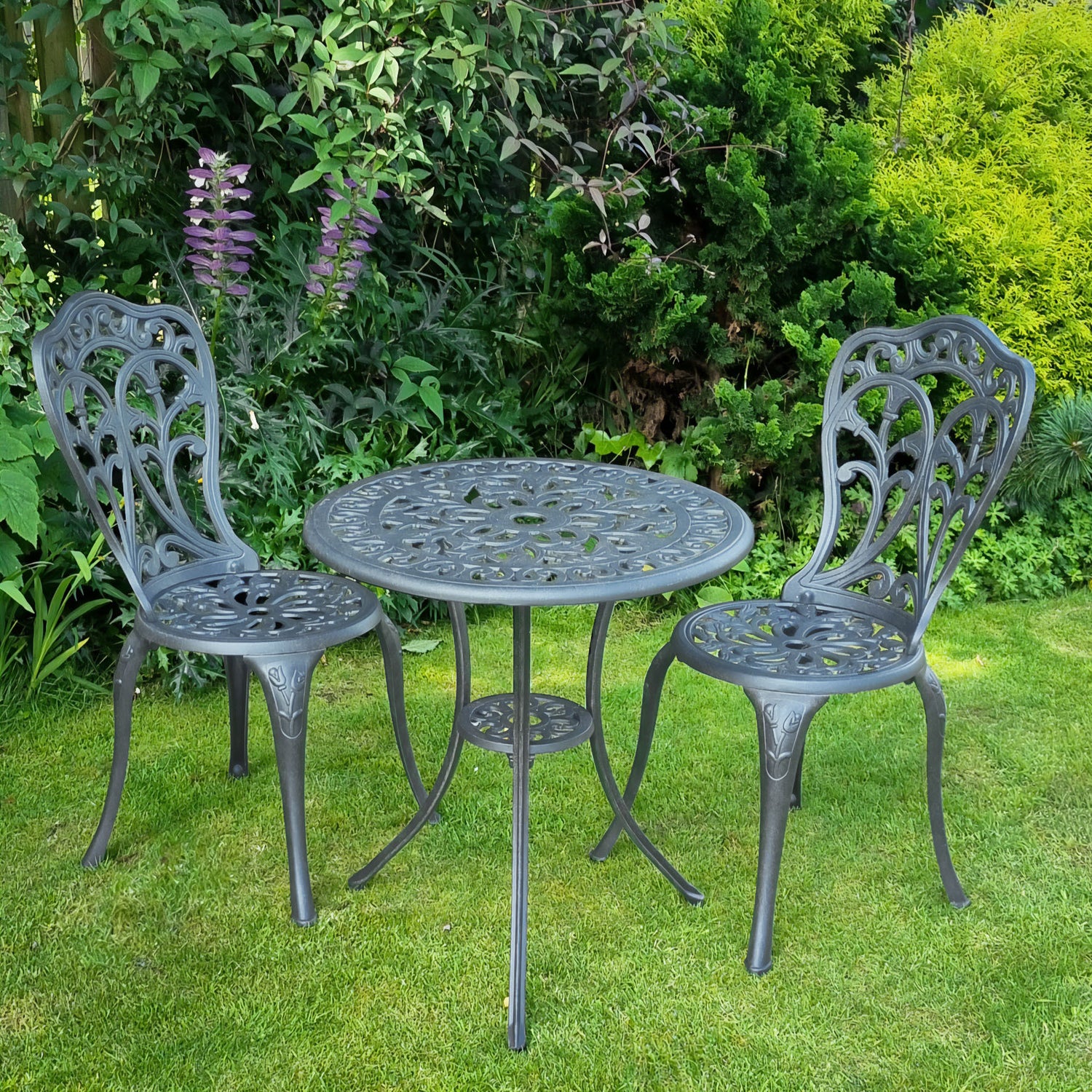 Tulip Bistro Set 2 Seater Set - Slate