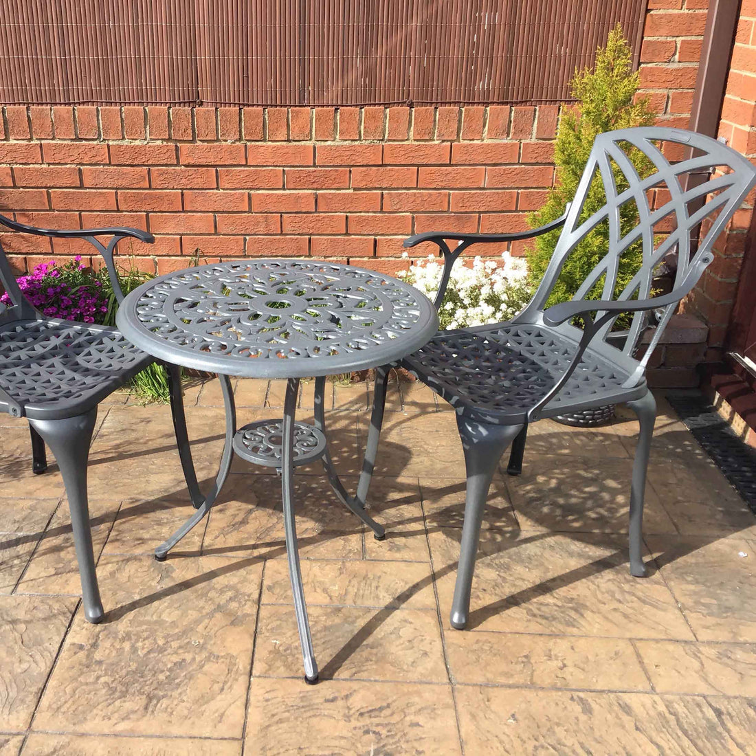 Tulip Bistro Table 2 Seater Set - Slate Grey