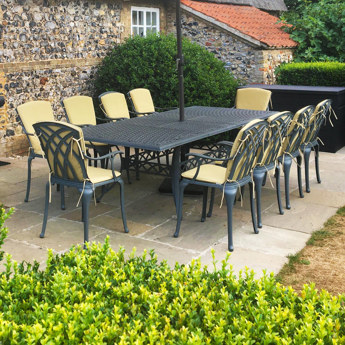 Vanessa Table 10 Seater Set - Slate Grey