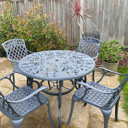 Flora Table 4 Seater Set - Slate Grey