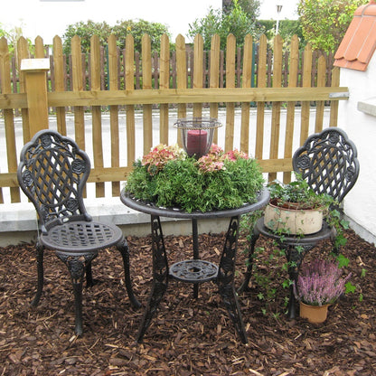 Rose Bistro Set Table &amp; 2 Chairs - Antique Bronze