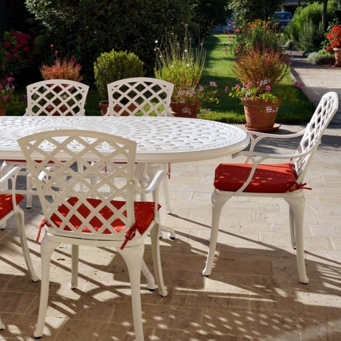 Catherine Table 8 Seater Set - White