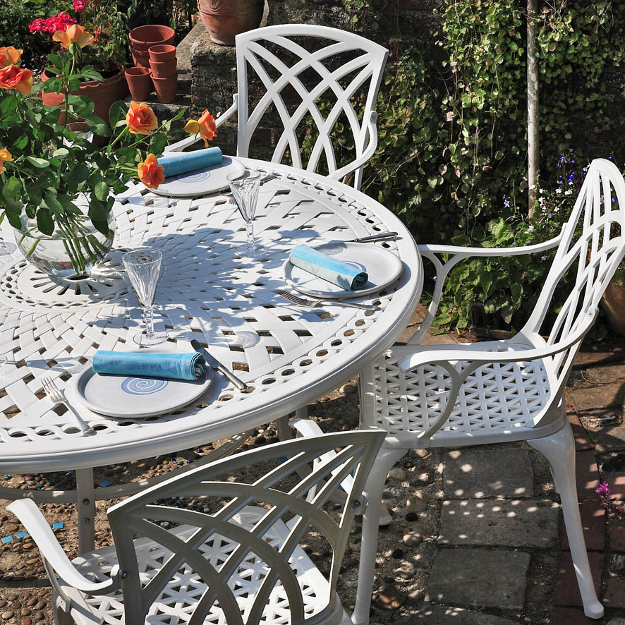 Frances Table 8 Seater Set - White