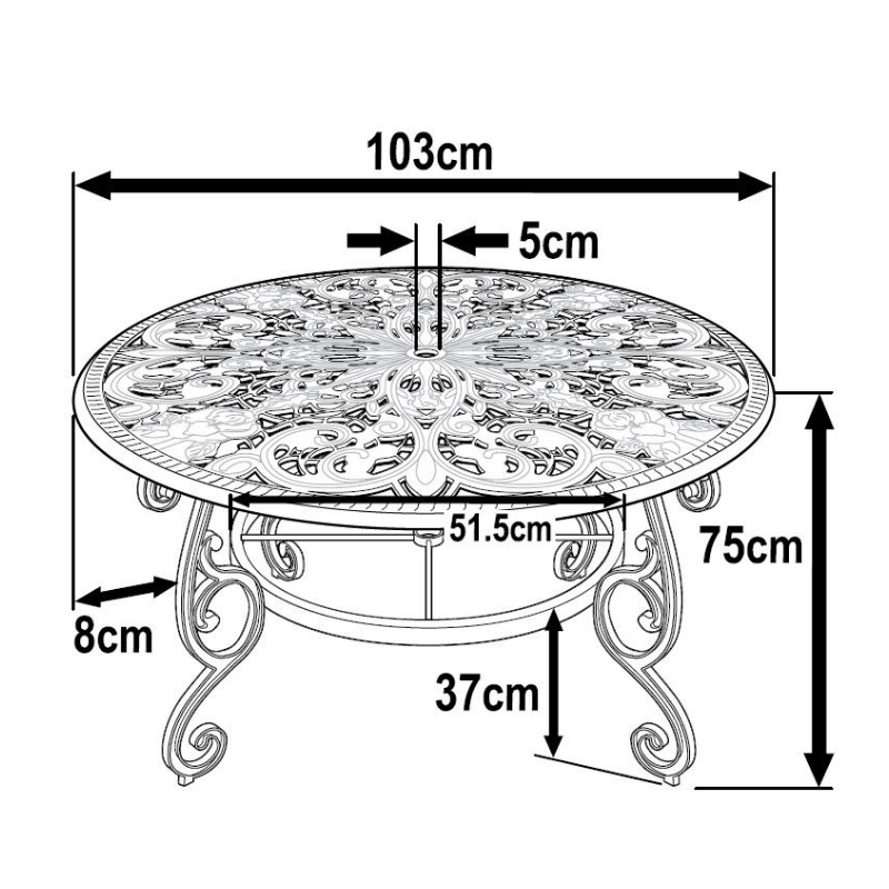 Flora Table 4 Seater Set - Antique Bronze