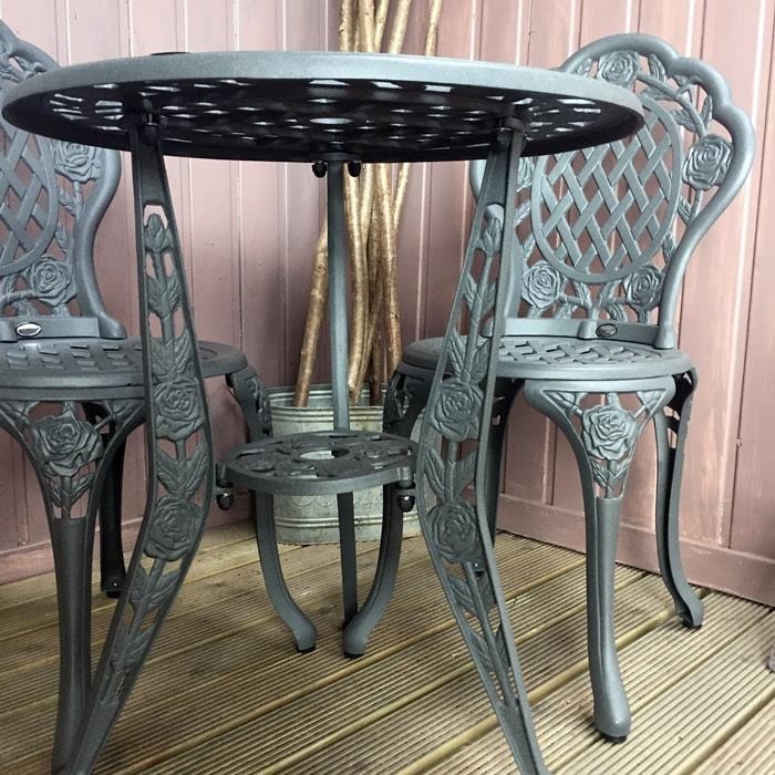 Rose Bistro Set 2 Seater Set - Slate