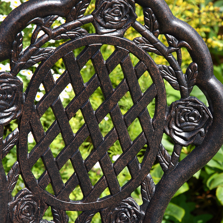 Rose Bistro Set Table &amp; 2 Chairs - Antique Bronze