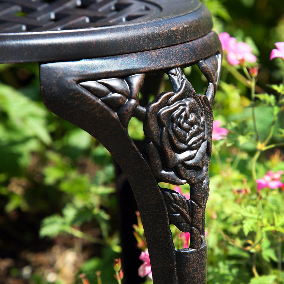 Rose Bistro Set Table &amp; 2 Chairs - Antique Bronze