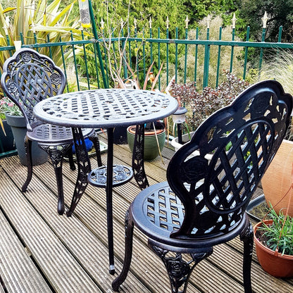 Rose Bistro Set Table &amp; 2 Chairs - Antique Bronze