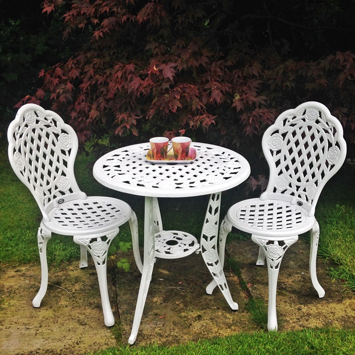 Rose Bistro Set Table &amp; 2 Chairs - White