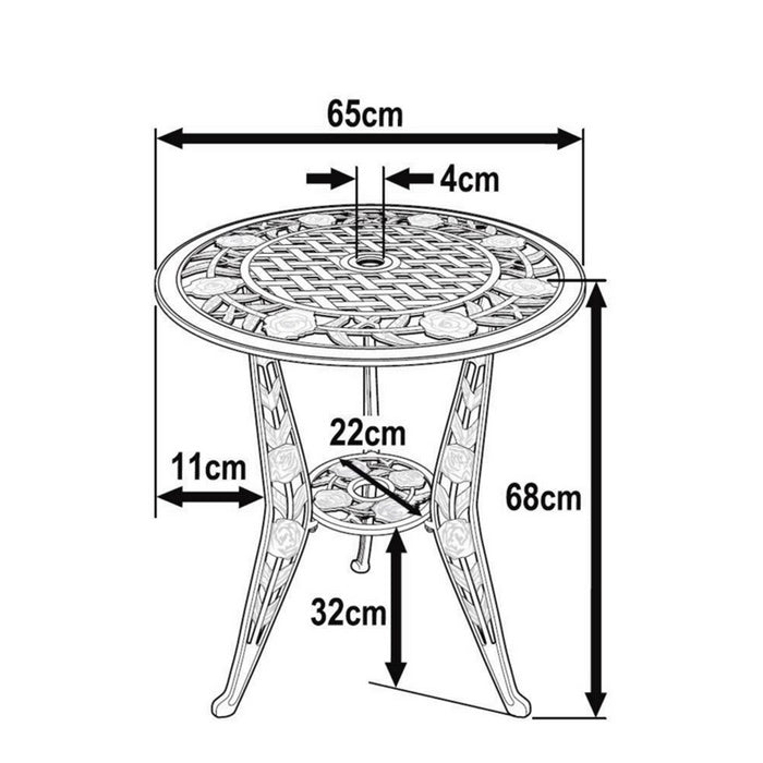 Rose Table Set 2 Seater Set - White