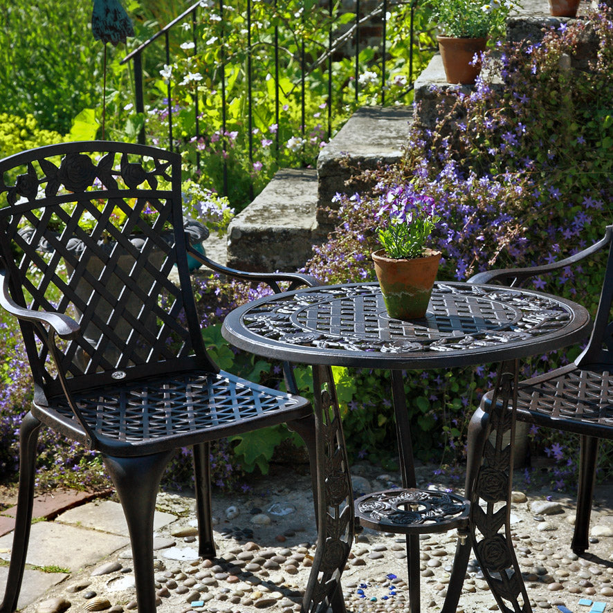 Rose Table Set 2 Seater Set - Antique Bronze