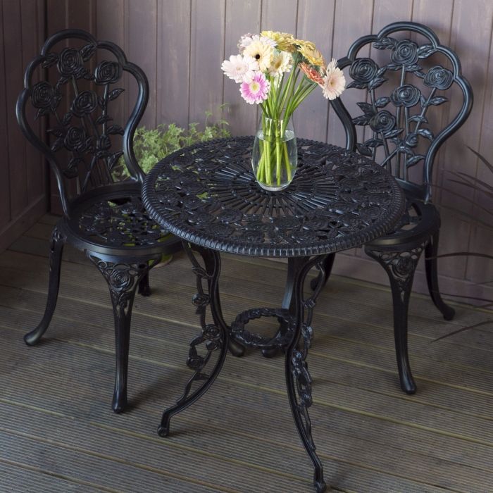 London Rose Bistro Set 2 Seater Set - Antique Bronze