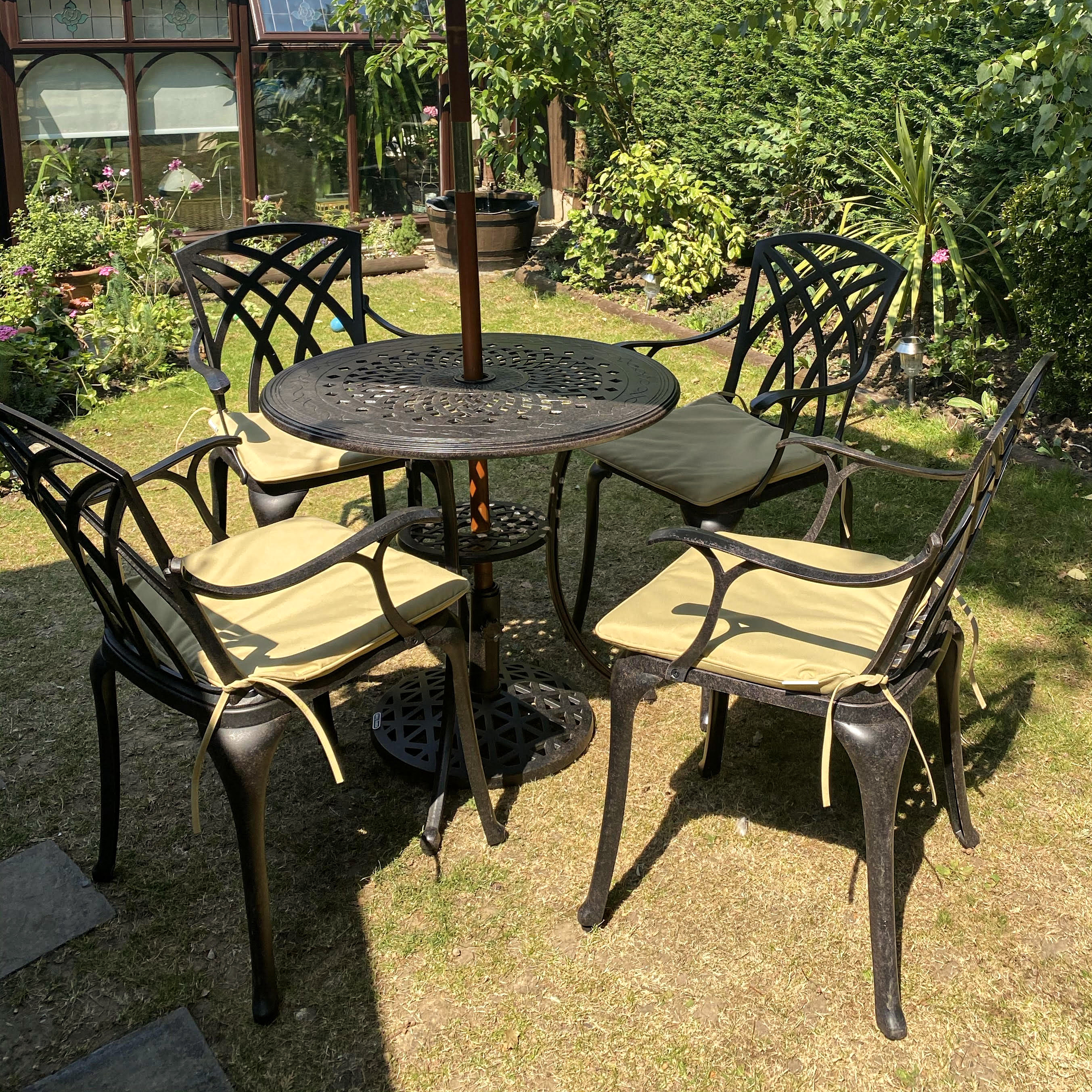 Lazy Susan 4 Small Set & Anna - Table Patio | Chairs Bronze